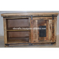 industrial tv cabinet mango wooden cast iron attachment